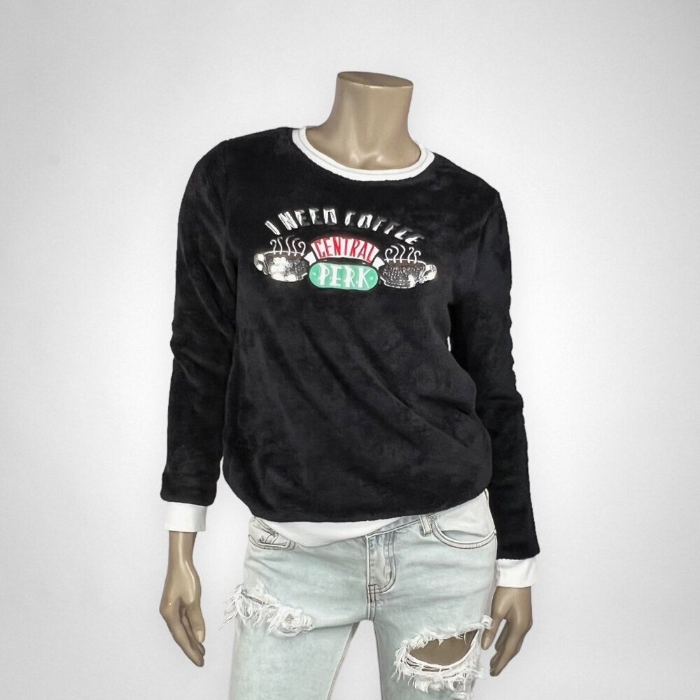 FRIENDS XS Black Sweater I need Coffee Fall TV